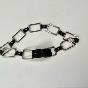 Stylish Leather Black and Silver Women's Belt